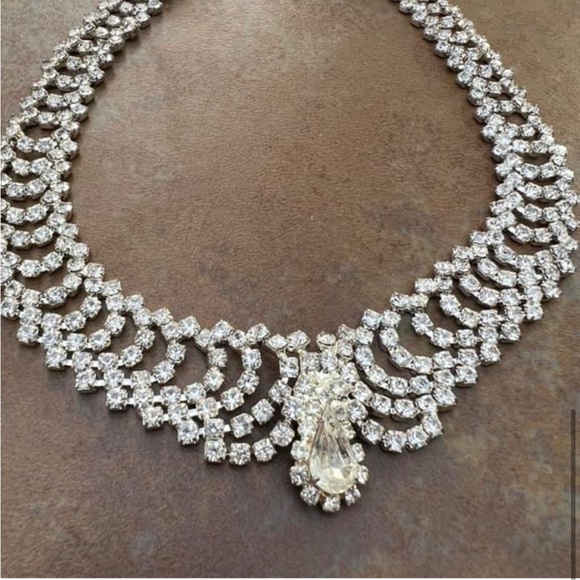 Incredible MCM 50s / 60s ESTATE Vintage Royal Edwardian Rhinestone Necklace - Picture 8 of 9